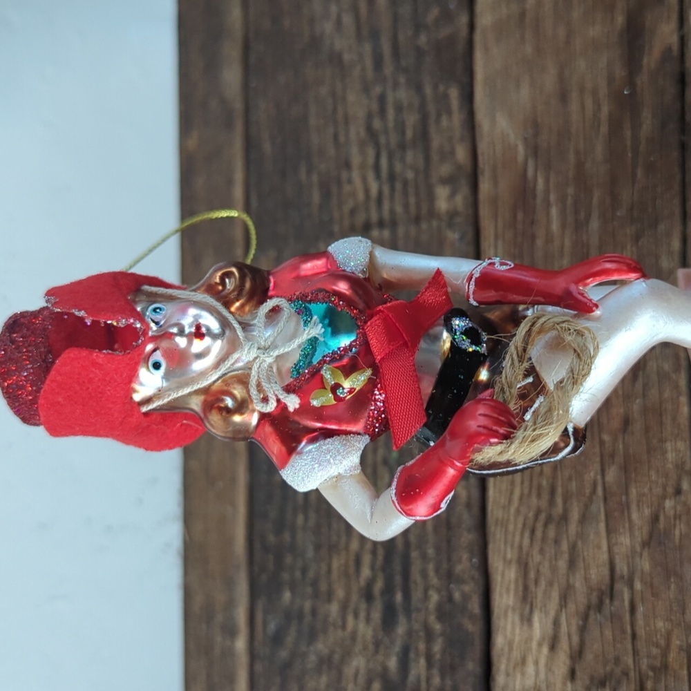 December Diamonds 50's Cowgirl Blown Glass Hand Painted Christmas Ornament 7"